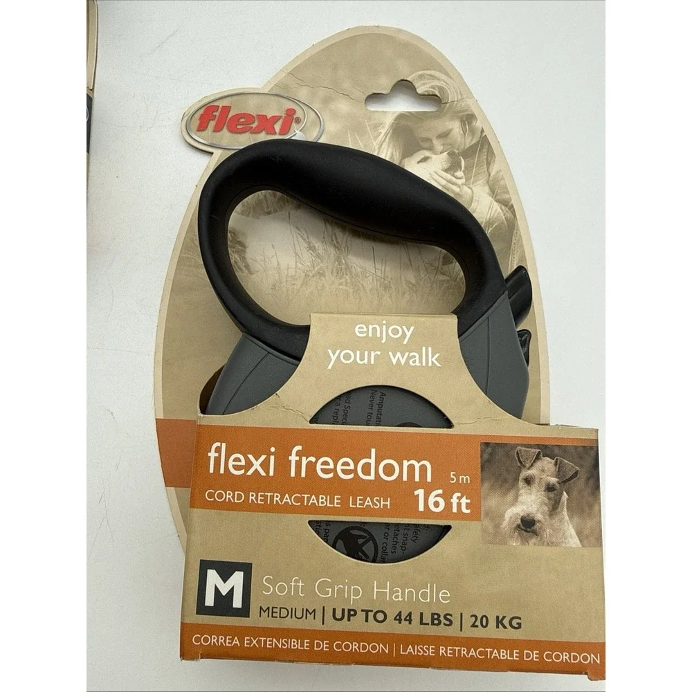 Lot of 2 Flexi Freedom Retractable Dog Leashes 16 ft Medium M 44 lbs Blue Gray